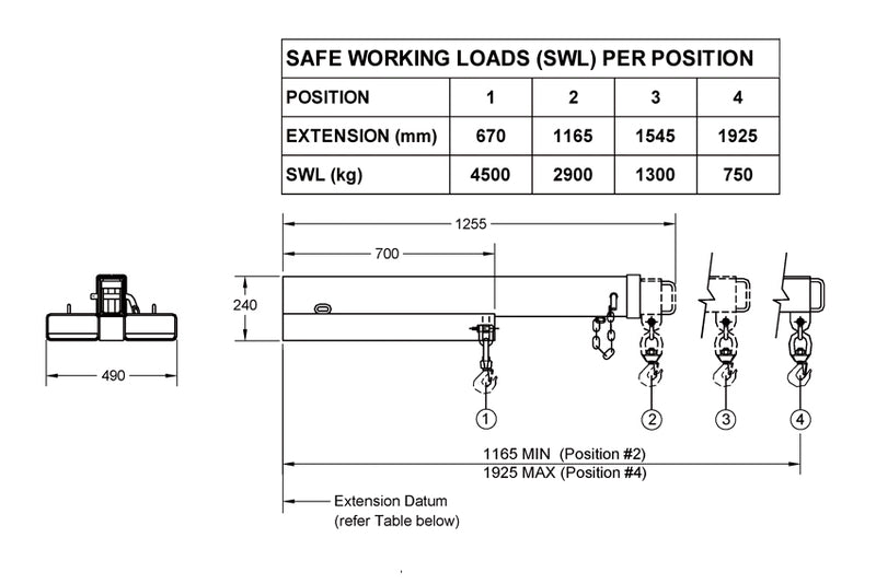Fork Jib JLCS45 4.5t Short